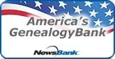 Americas genealogy bank on a background of red, white and blue stars and stripes