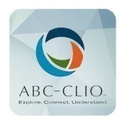 ABC-CLIO databases logo with a circle made of turquoise, green, indigo and orange.