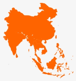 a map of Asia in bright orange