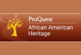 ProQuest African-American Heritage on an orange background with a yellow tree