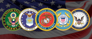 patches of the United States Army, the United States Air Force, the United States Marine Corps, the United States Coast Guard and the United States Navy