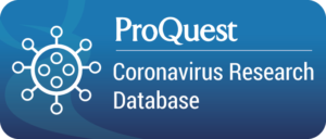ProQuest Coronavirus Research Database with a virus drawing