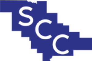 Saline County Cares Logo featuring a silhouette of Saline County with the letters S, C, C.